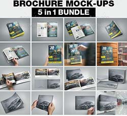 逼真的商业杂志/手册展示模型(合集版)：Brochure Mock-up Bundle